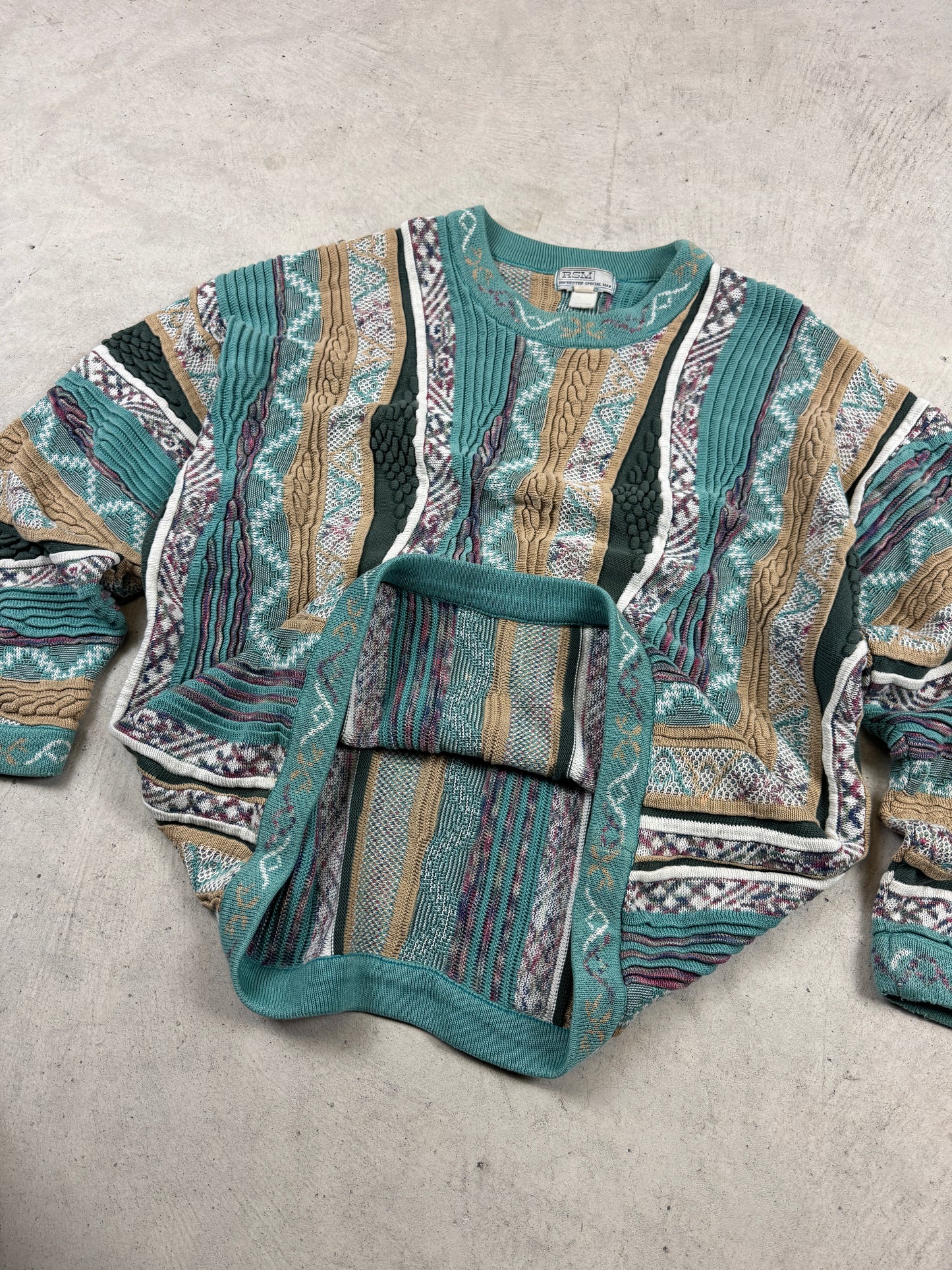 1990’s Coogi-Style ‘RSM’ 3D Knit