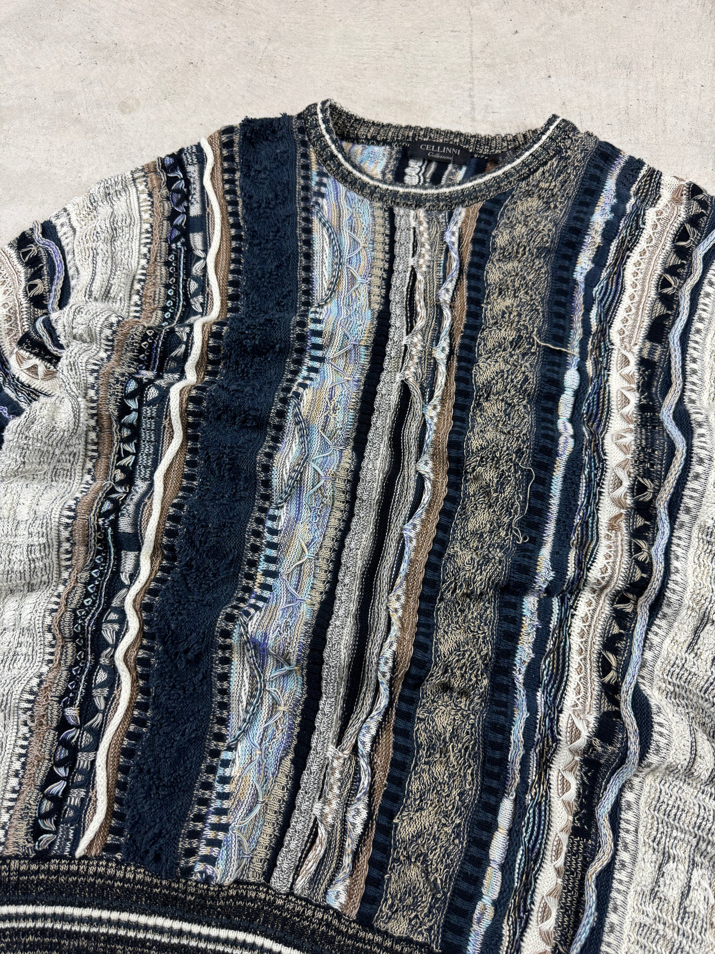 1990’s Coogi-Style ‘Cellinni’ Grey 3D Knit