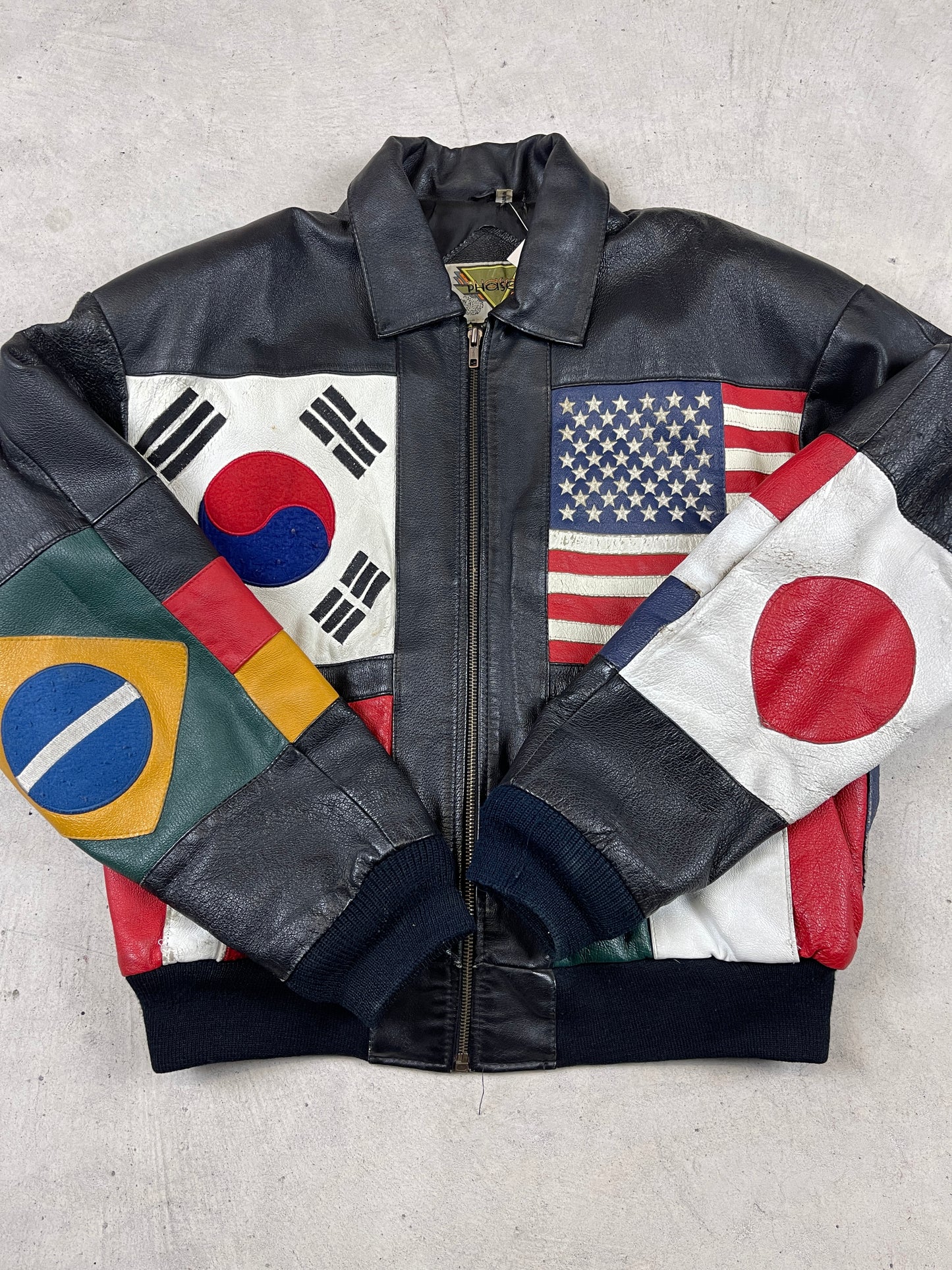 1990s Phase 2 Flag Leather Jacket