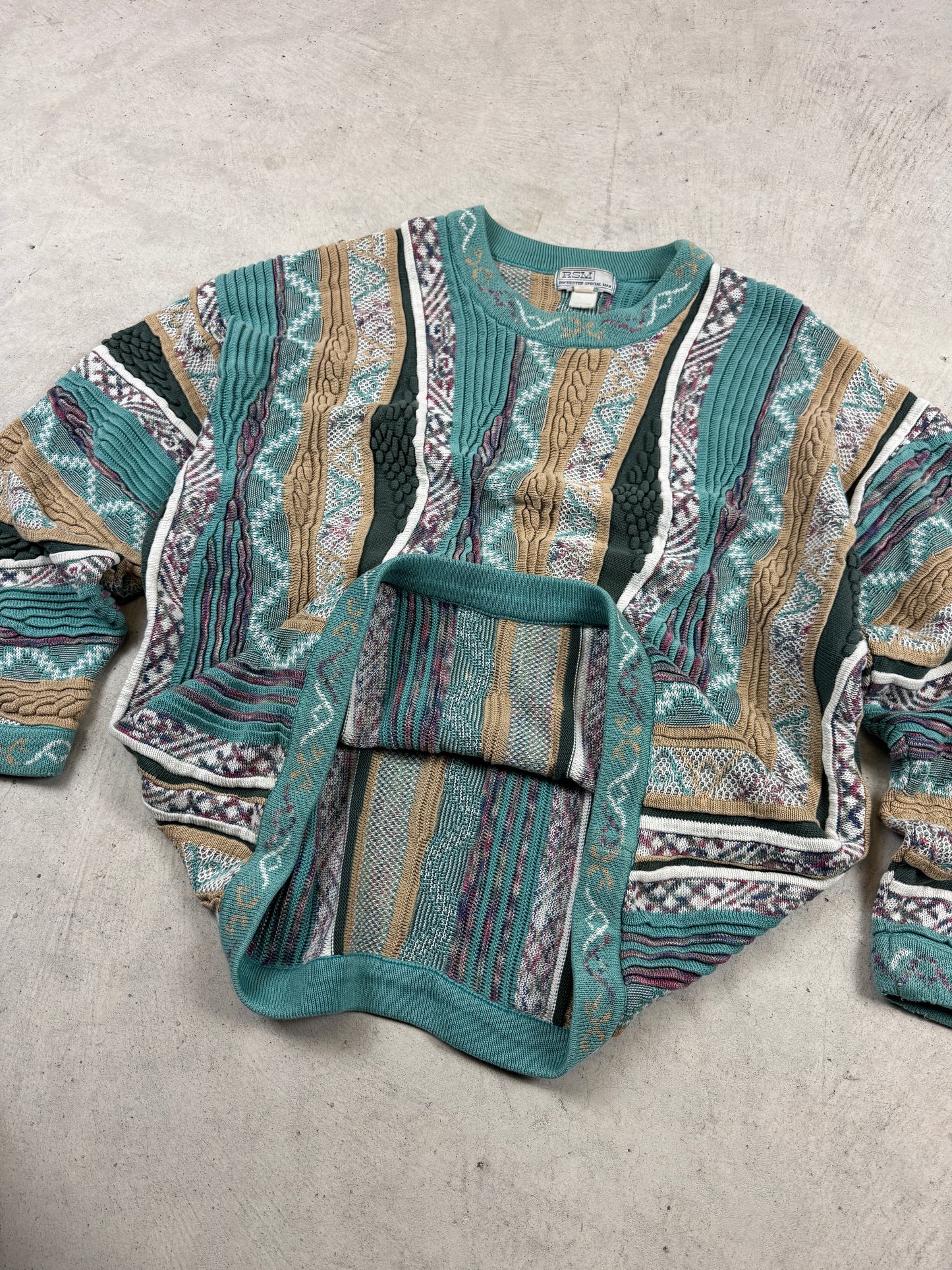 1990’s Coogi-Style ‘RSM’ 3D Knit