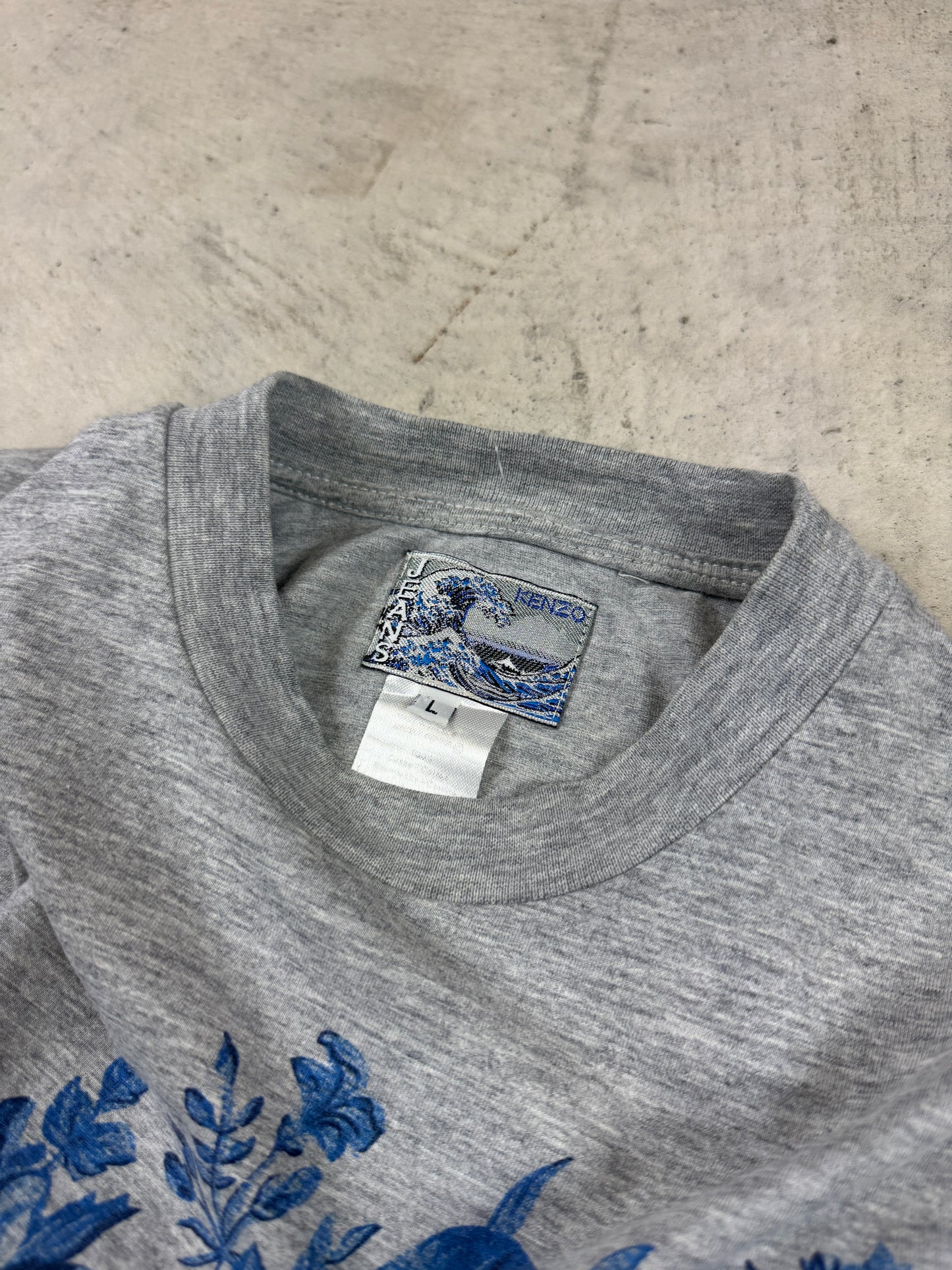 Kenzo Rhinestone Blue Flower Tee