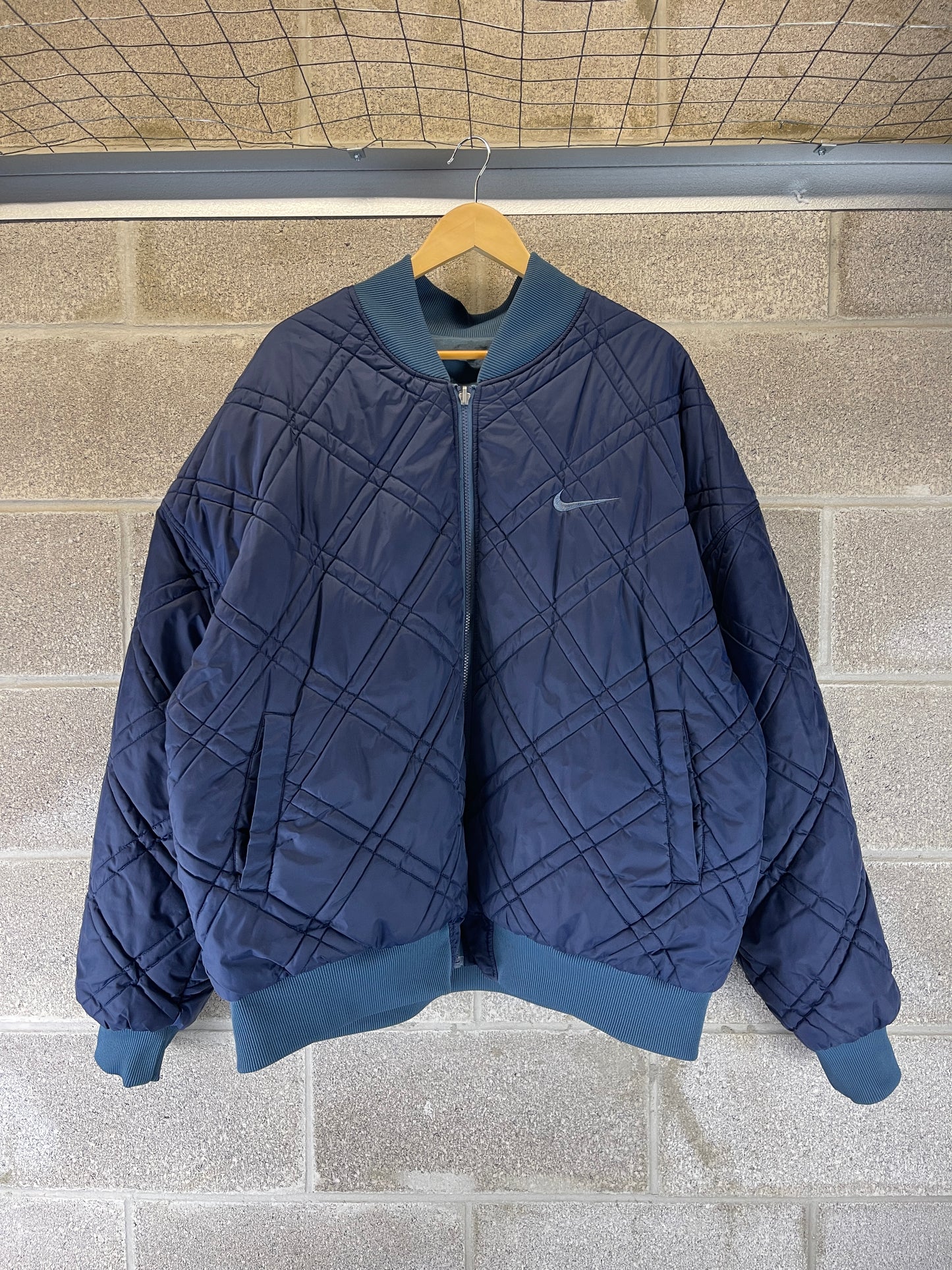 1990s REVERSIBLE Nike Quilted Blue Jacket