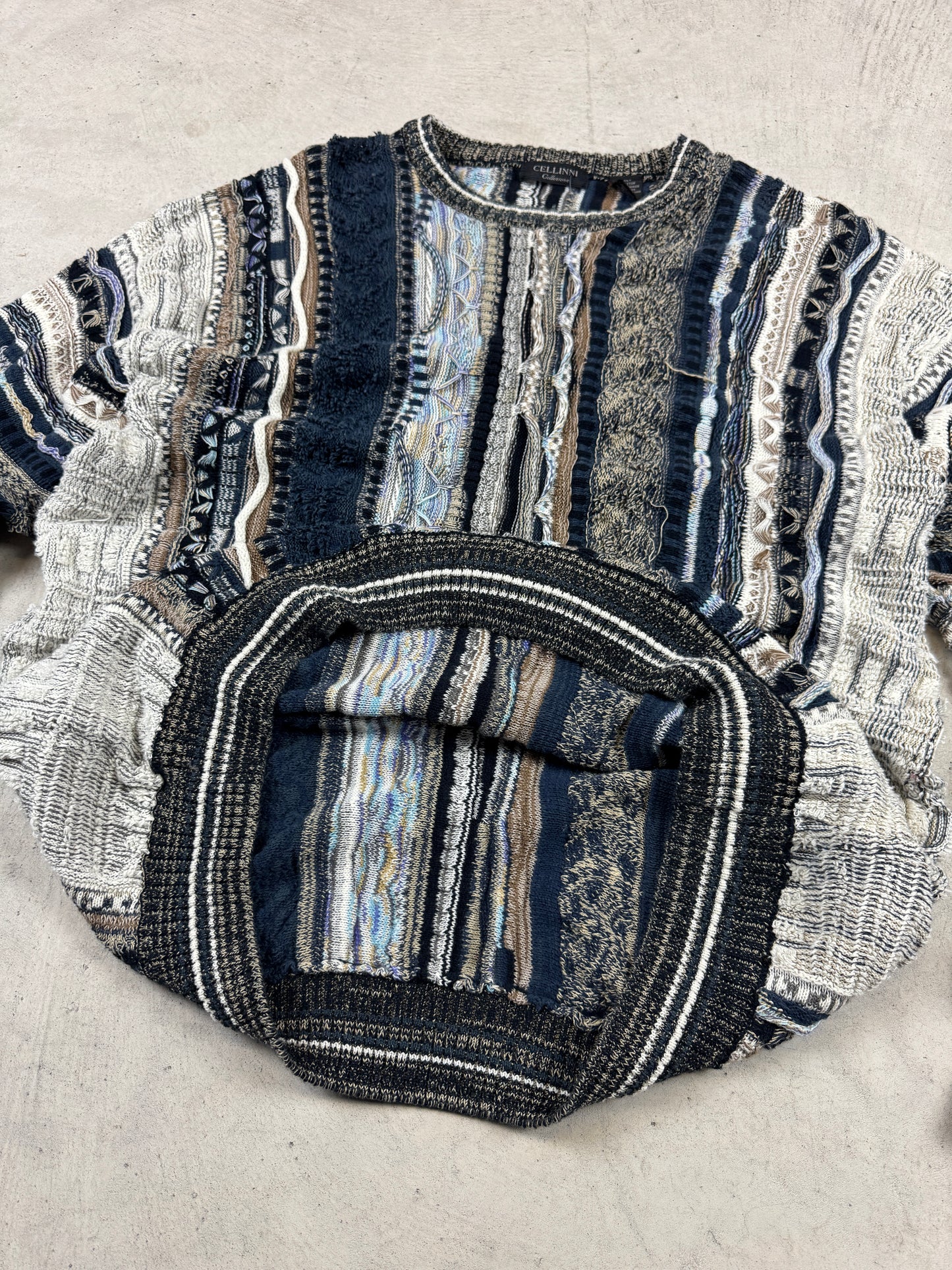 1990’s Coogi-Style ‘Cellinni’ Grey 3D Knit