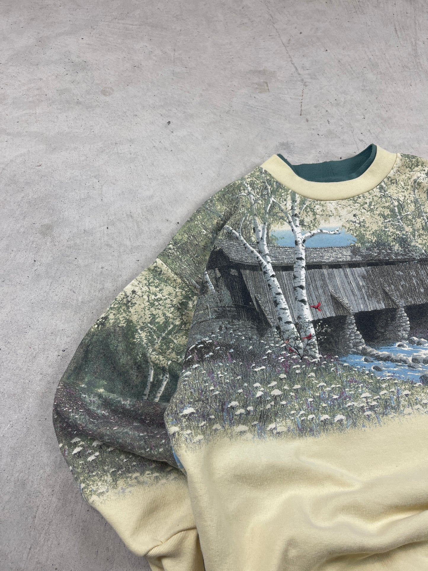 1990s Nature River All Over Print Sweatshirt