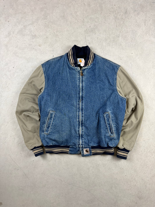 RARE 1990’s Carhartt Denim Varsity Jacket