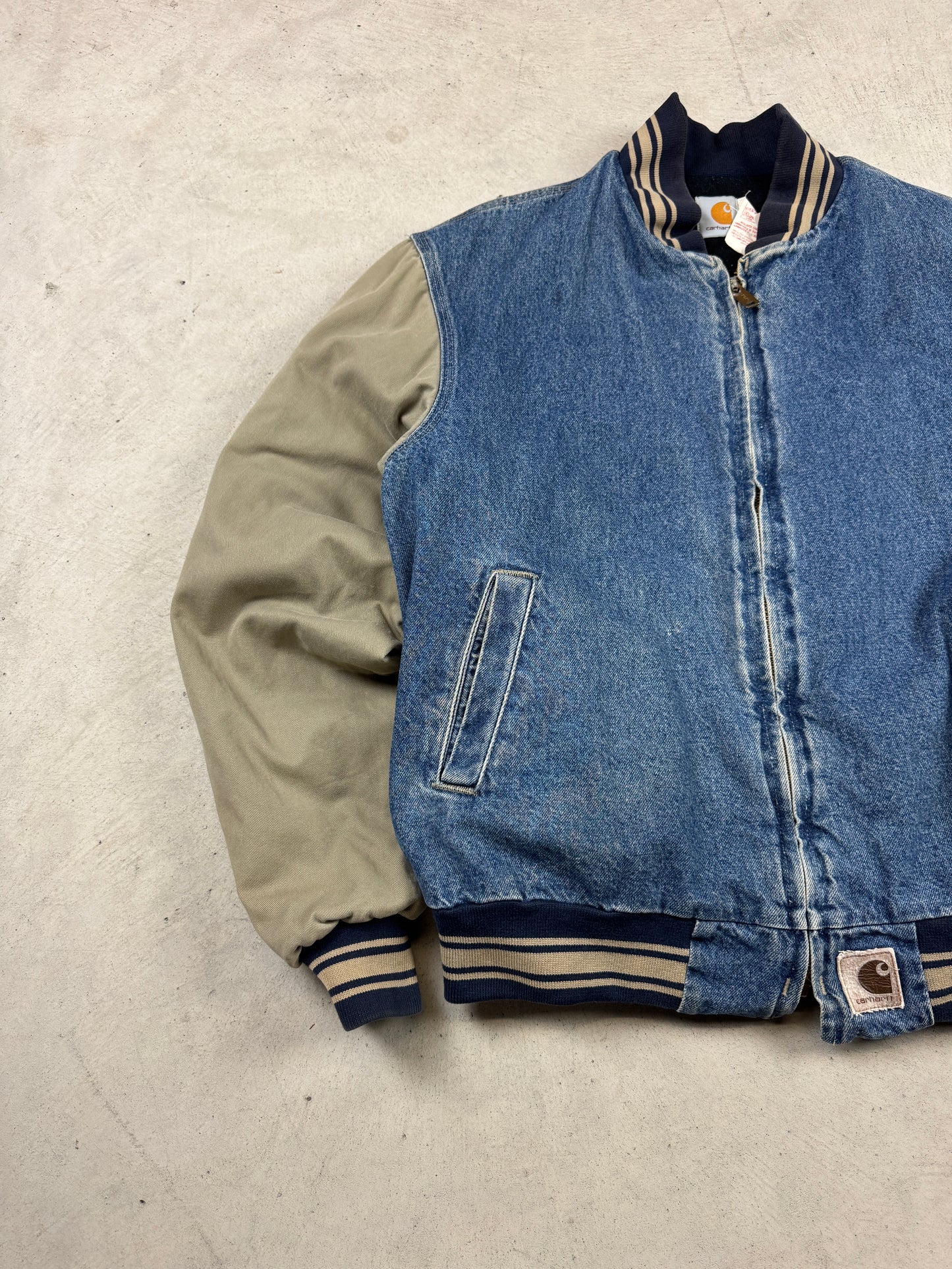 RARE 1990’s Carhartt Denim Varsity Jacket