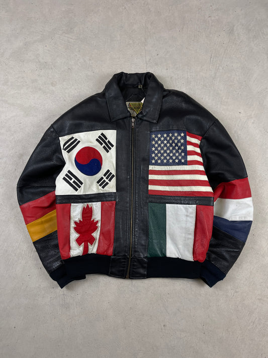 1990s Phase 2 Flag Leather Jacket