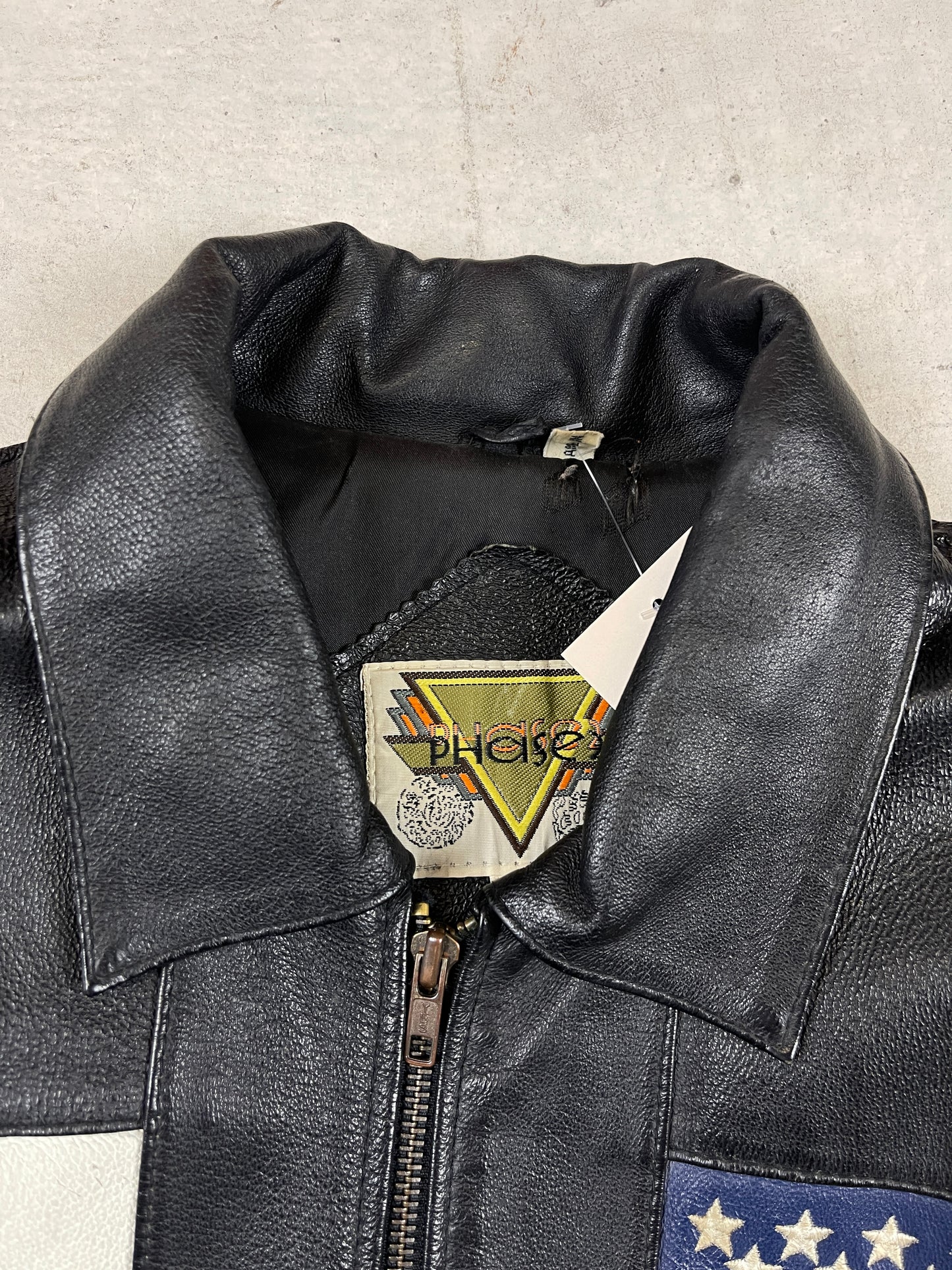 1990s Phase 2 Flag Leather Jacket