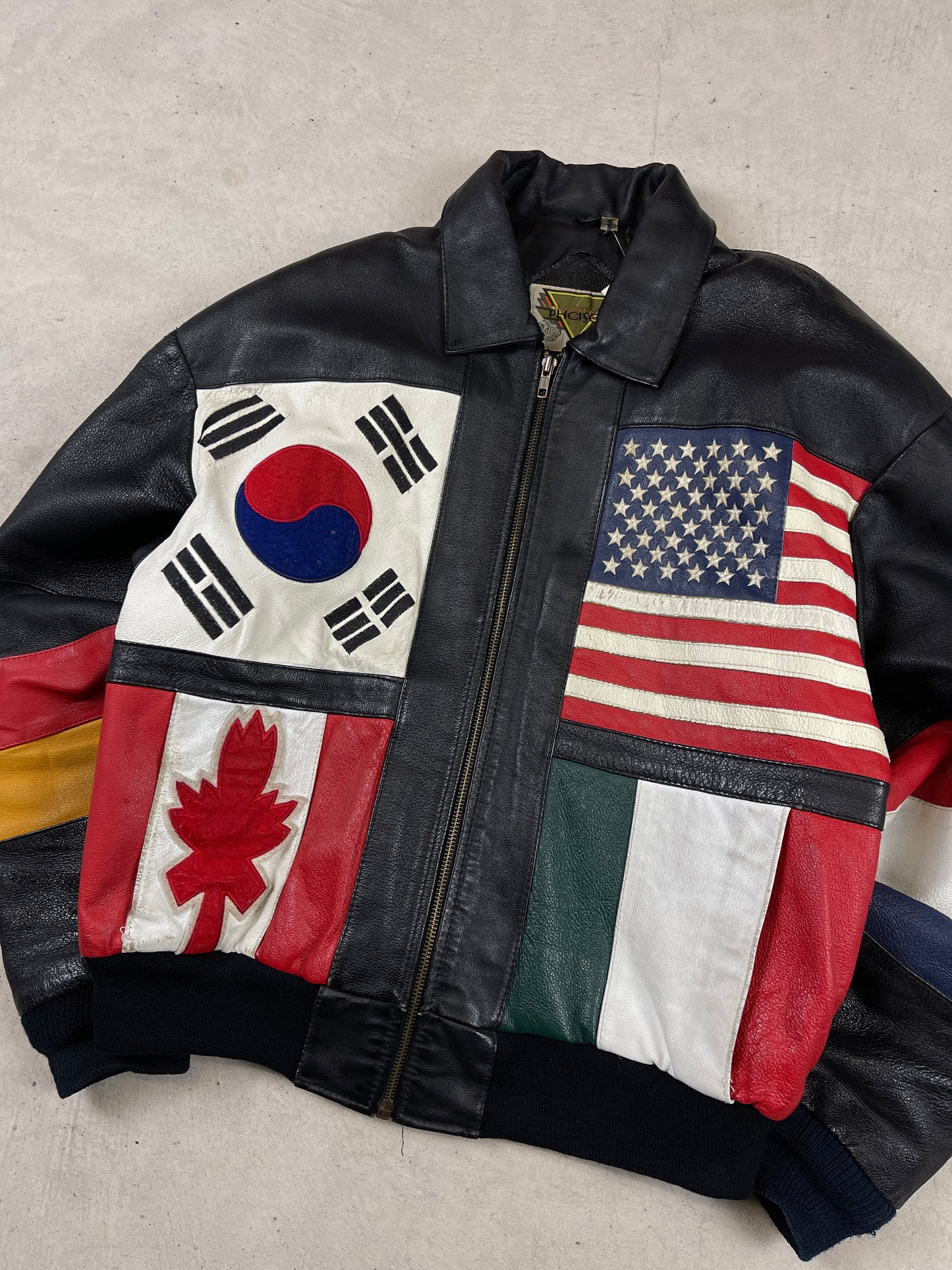 1990s Phase 2 Flag Leather Jacket