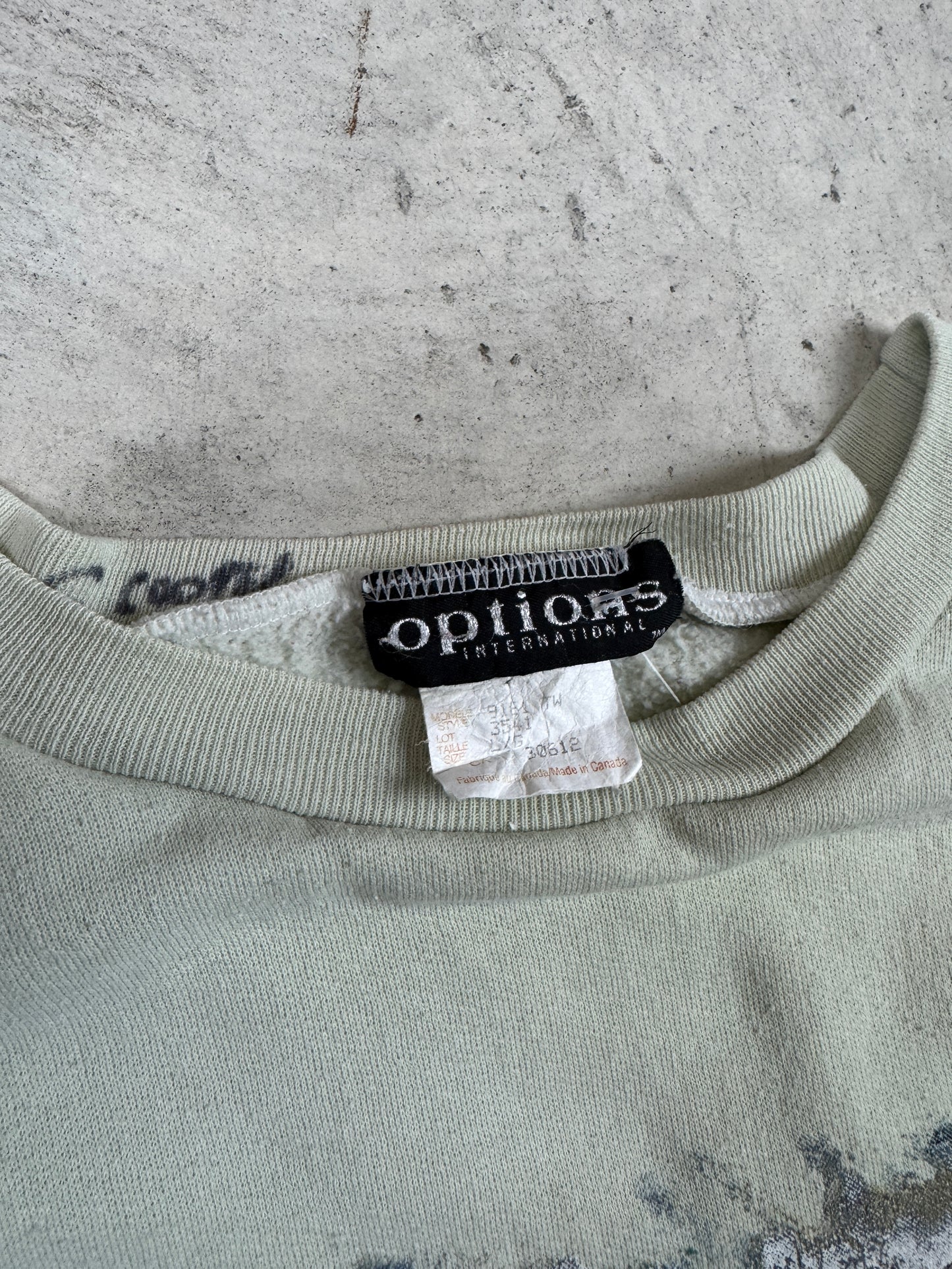 1990s Light Green Snowy House Crewneck