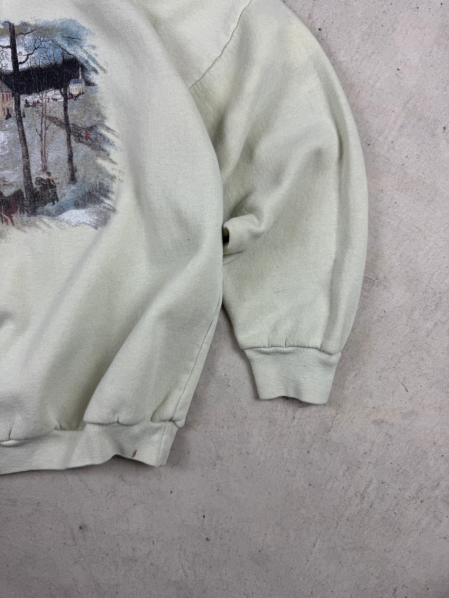 1990s Light Green Snowy House Crewneck