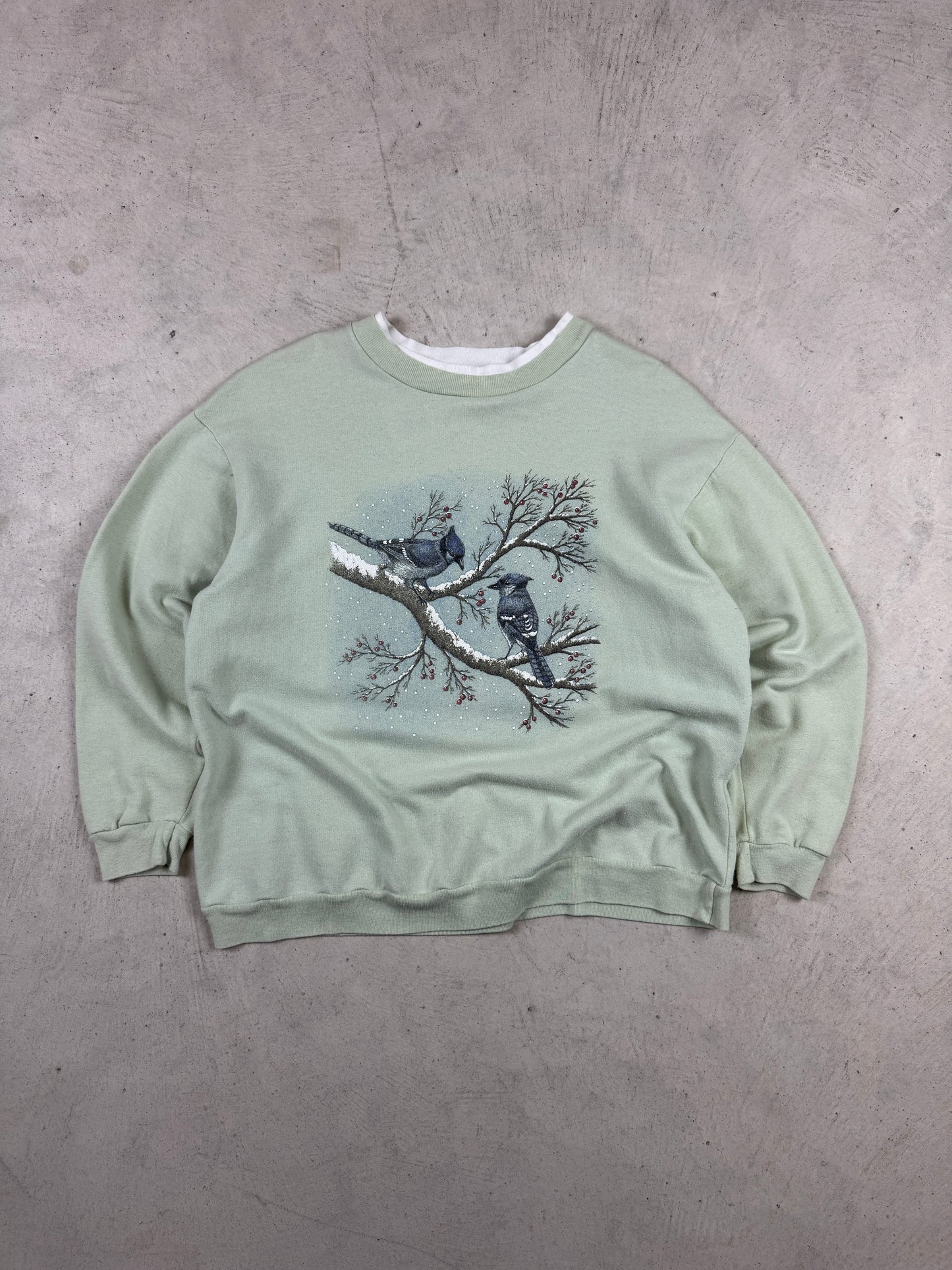 1990s Light Green Bird Crewneck