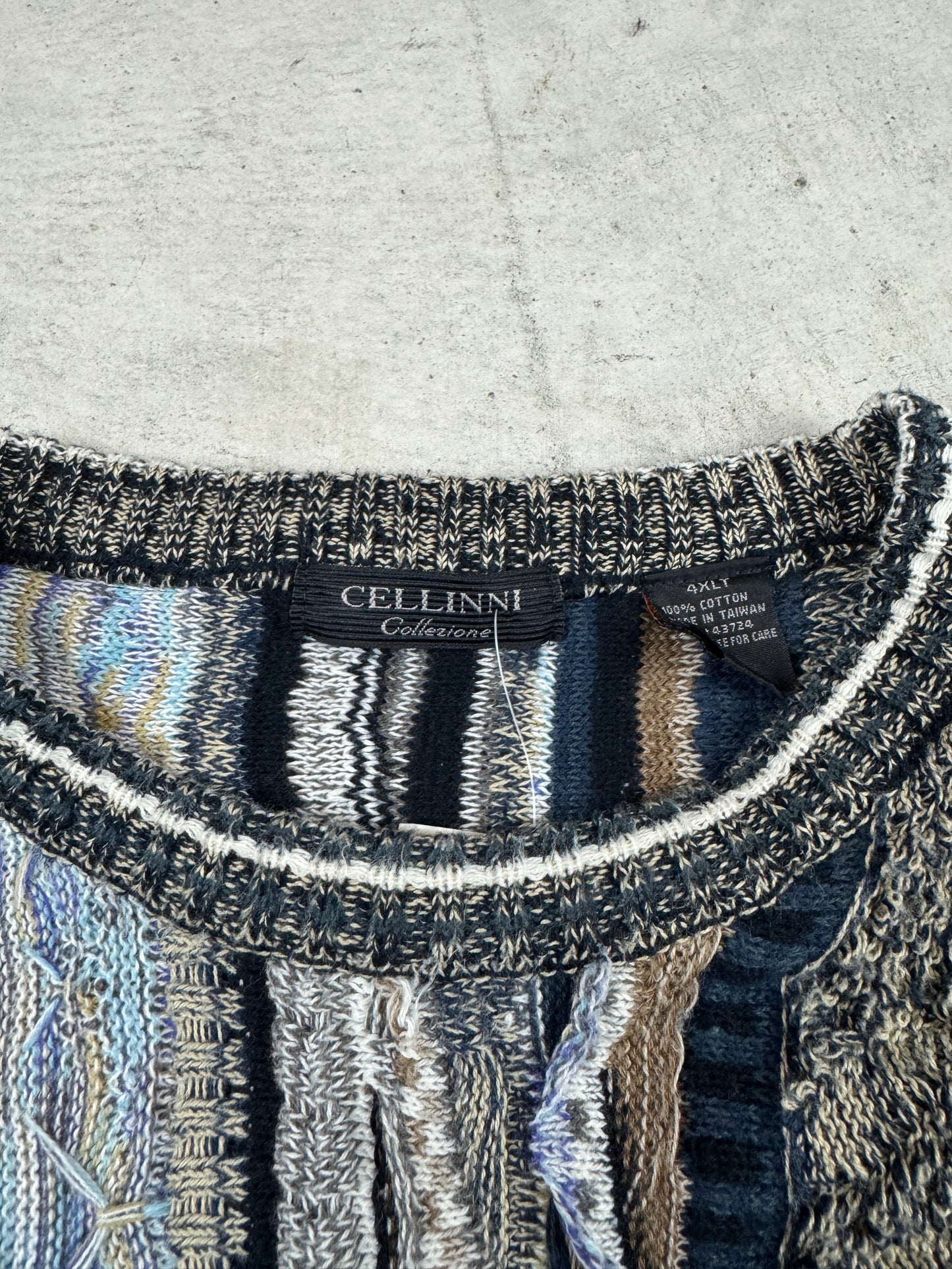 1990’s Coogi-Style ‘Cellinni’ Grey 3D Knit