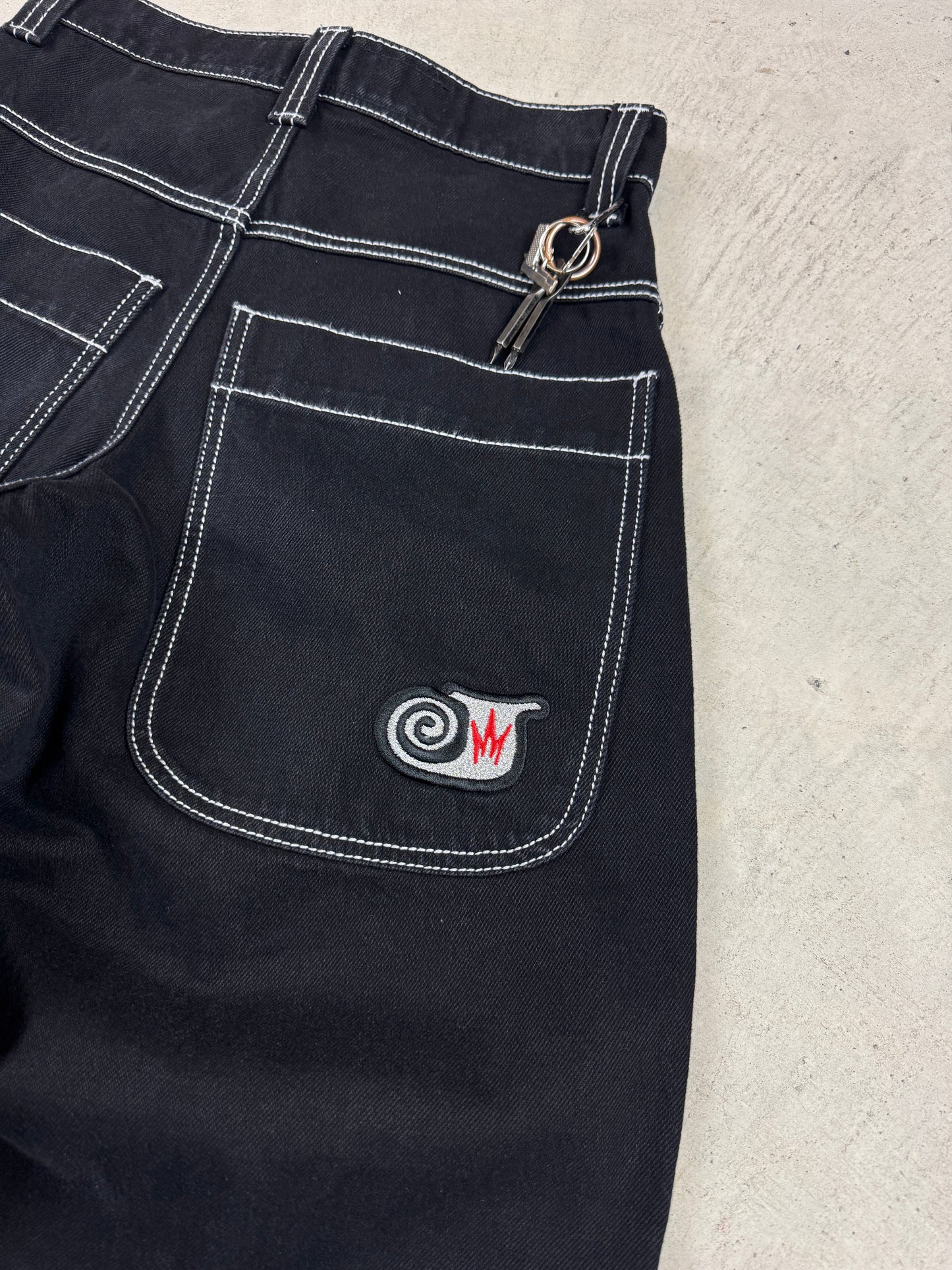 JNCO Twin Cannon Black Denim Flare Jeans