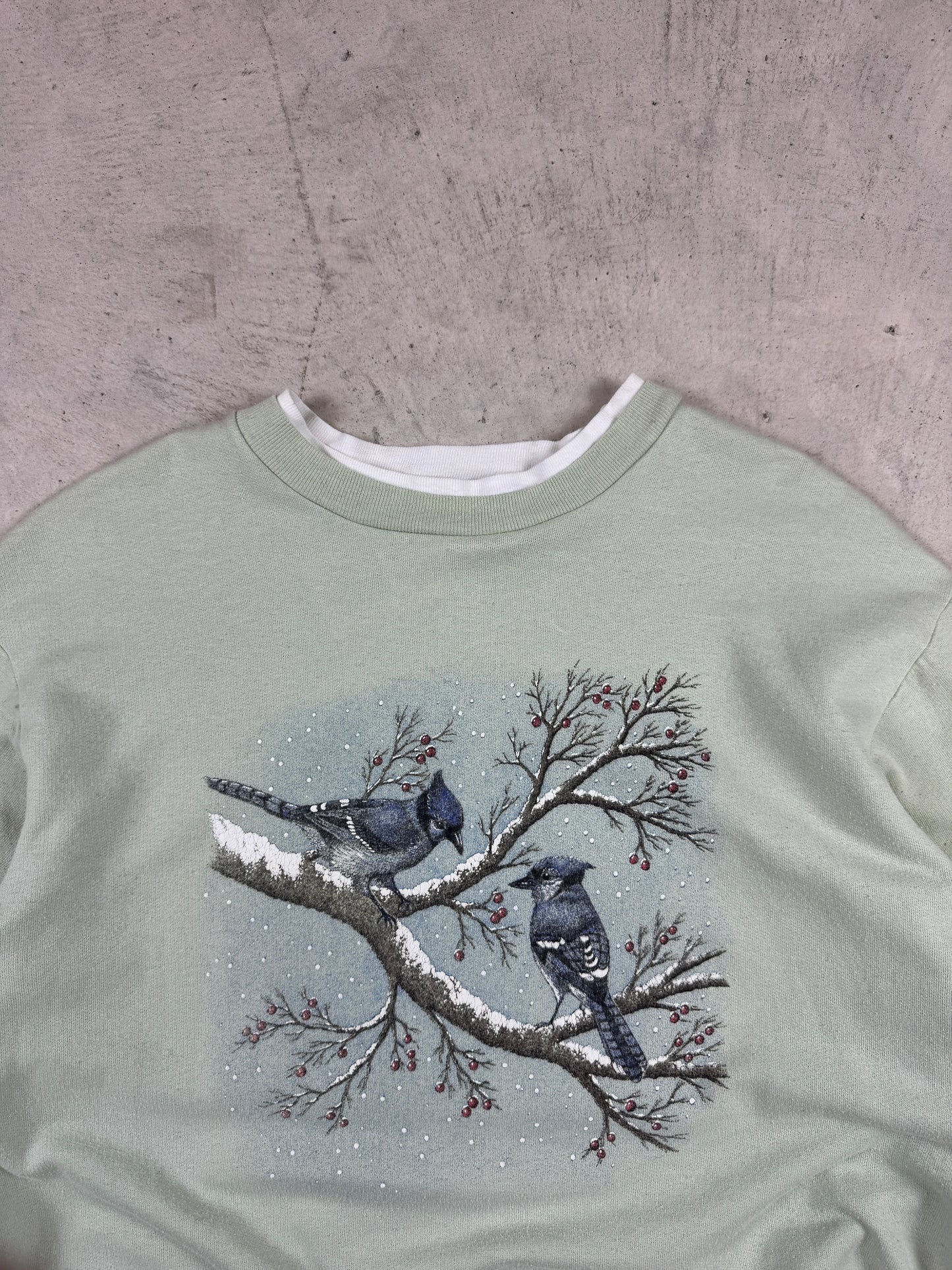 1990s Light Green Bird Crewneck