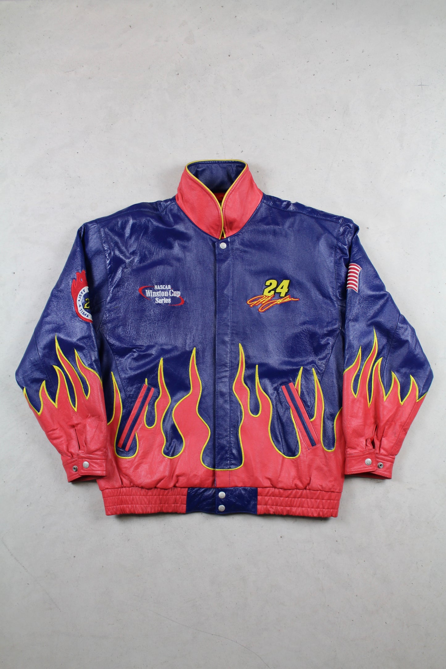 Vintage Dupont Leather Flames Racing Jacket