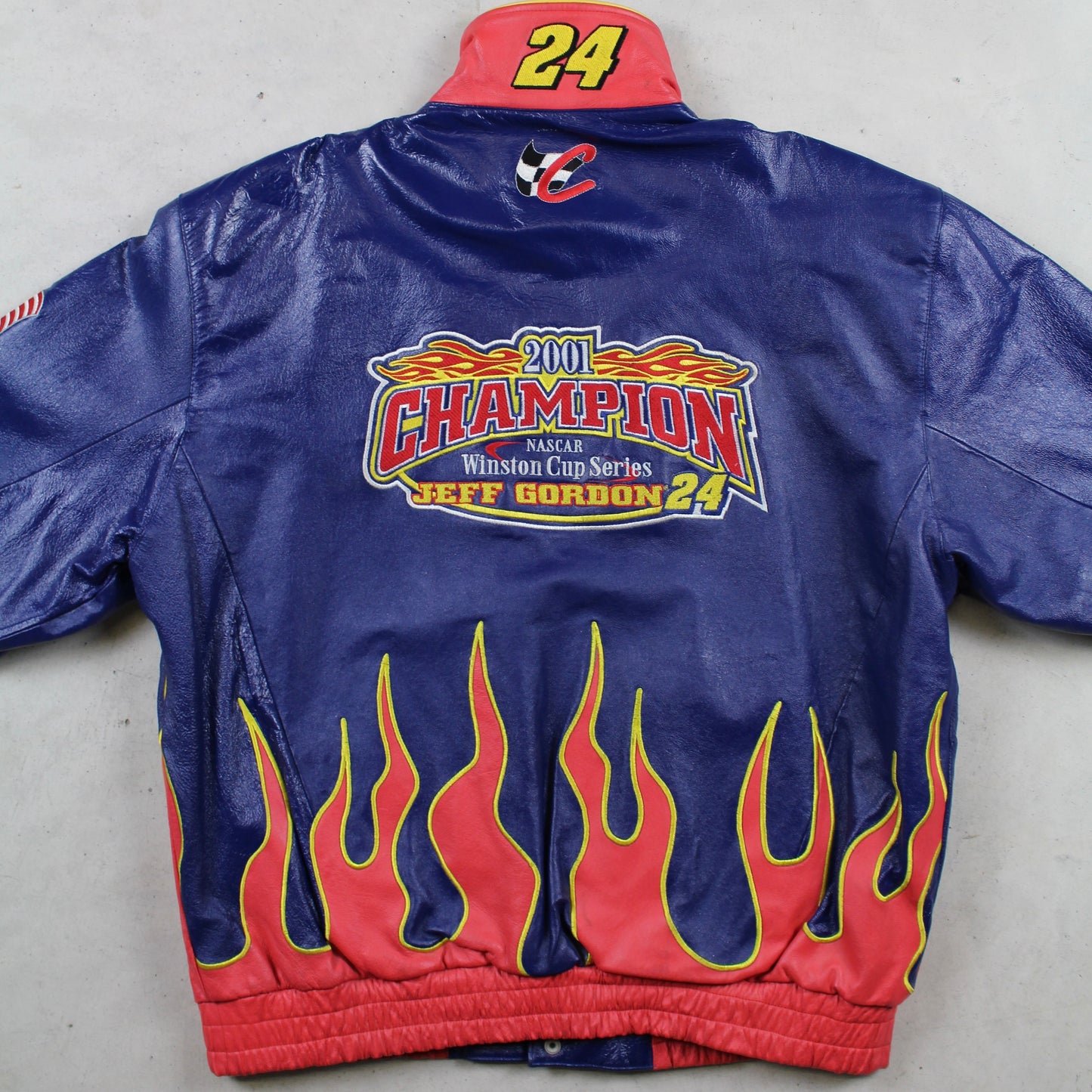 Vintage Dupont Leather Flames Racing Jacket