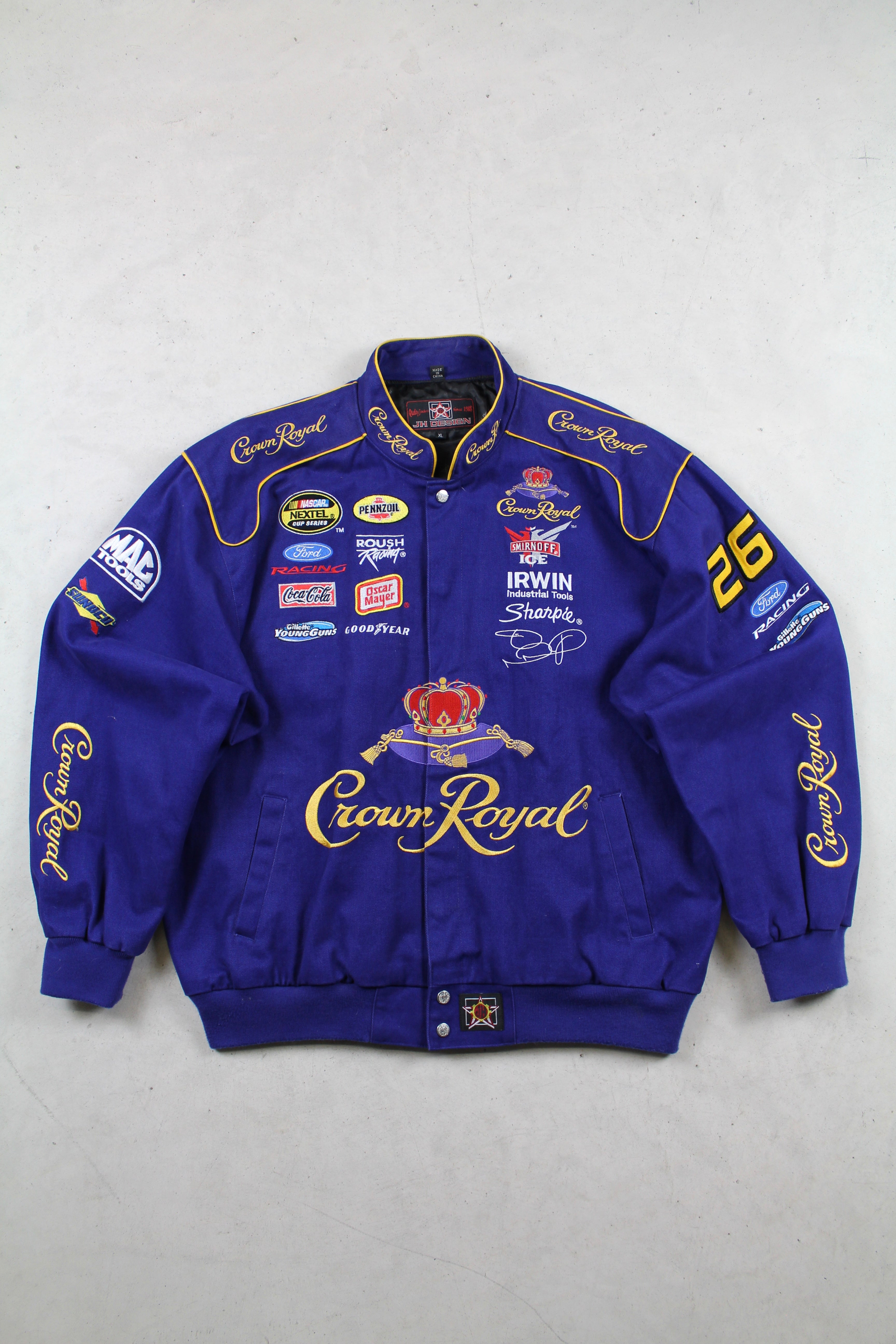 WOW! Crown Royal Roush Vintage Jeff Hamilton JH Design Nascar Jacket store 4XL